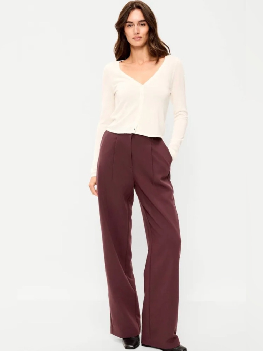 old navy plum taylor wide leg trouser